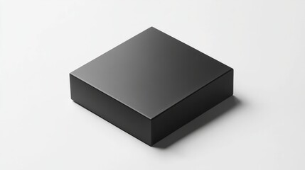 A square matte black box with sharp, clean lines, perfectly centered on a white background