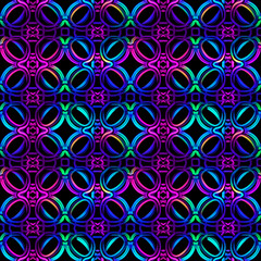 Celtic knots in neon light style, ancient interlace meets glowing lines, mystical patterns with a modern luminescence. Background, seamless pattern.