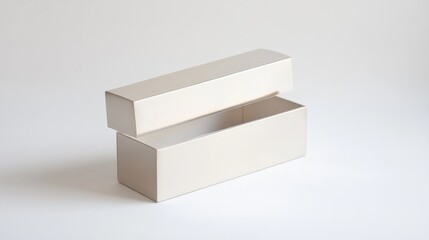 Obraz premium A tall rectangular box with a glossy lid and clean lines, slightly open on a white backdrop