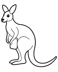 Kangaroo Illustration Drawing Page Animal Art Sketch for Coloring and Print