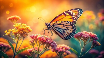 Obraz premium Vintage Style Photography of the MalvenDickkopffalter Carcharodus alceae Butterfly in Natural Habitat, Showcasing Delicate Details and Soft Lighting for a Nostalgic Feel