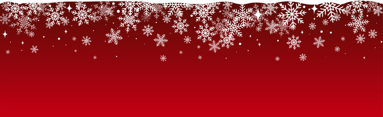 Abstract Christmas top snowflake seamless border red background