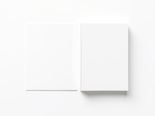 Fototapeta premium Square book cover mockup featuring a blank square book cover with shadow overlay on a simple white background, design, presentation, white background