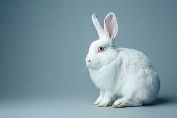 Obraz premium Photograph of white American mixed rabbit in studio