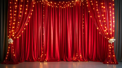 Red Curtains with Spotlight and Glitter.4k image