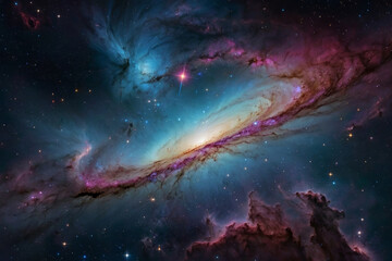 Fototapeta premium A galaxy with nebula and stars in the space