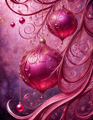 Pink and Gold Christmas Ornaments with Ornate Detail