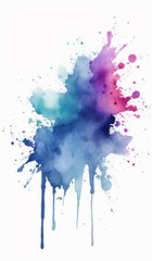 Fototapeta premium Cool tones watercolor splash on white