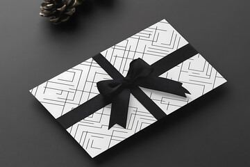 A minimalist gift voucher design with clean typography, monochrome colors, and a geometric pattern, offering a modern and versatile look for any occasion.
