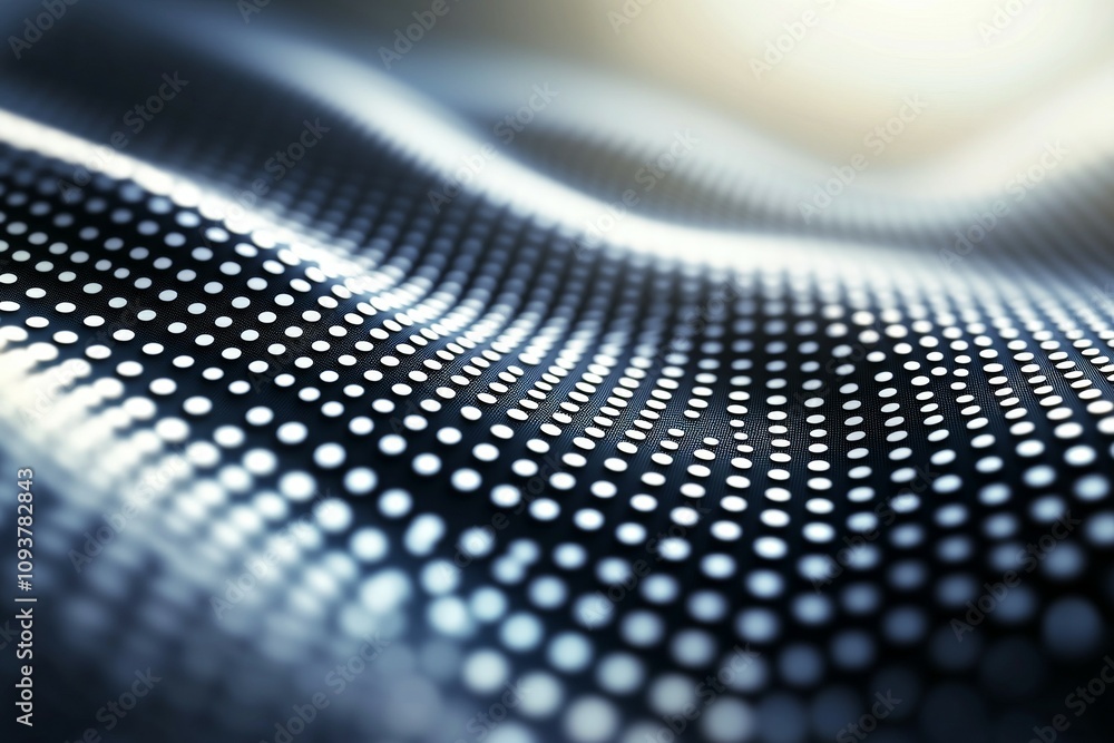 Poster abstract pattern of light dots on wavy surface