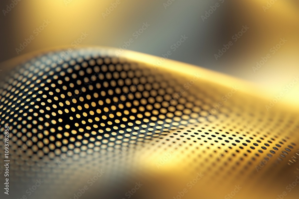 Poster abstract golden patterned surface with metallic dots and smooth waves