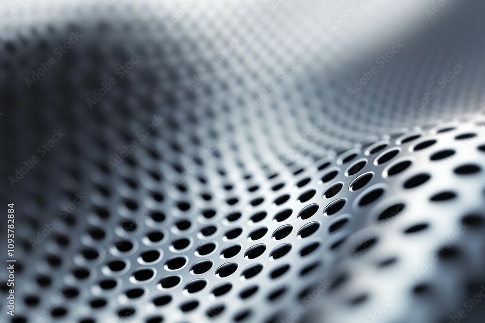 Poster abstract metallic surface with wavy pattern and perforated holes