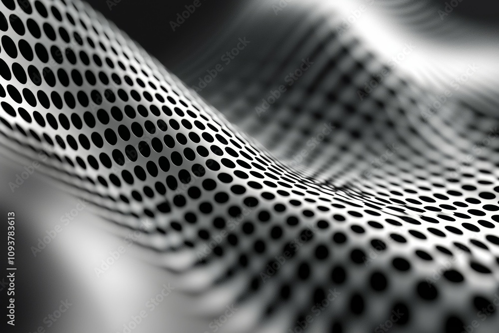 Aufkleber abstract black and white wavy pattern with dynamic dots