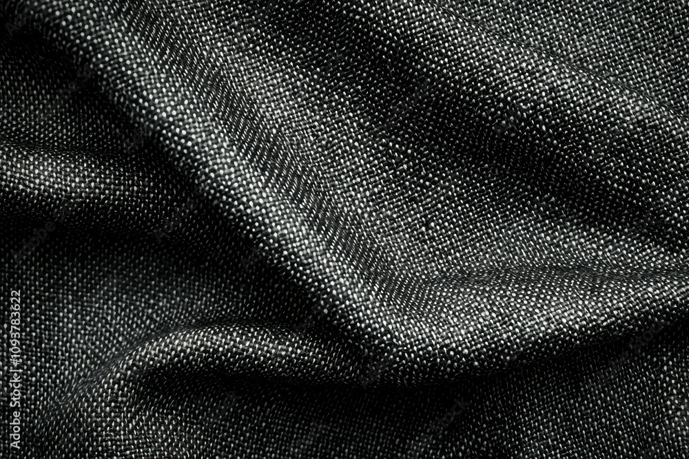 Poster close-up of textured black fabric with intricate weave pattern