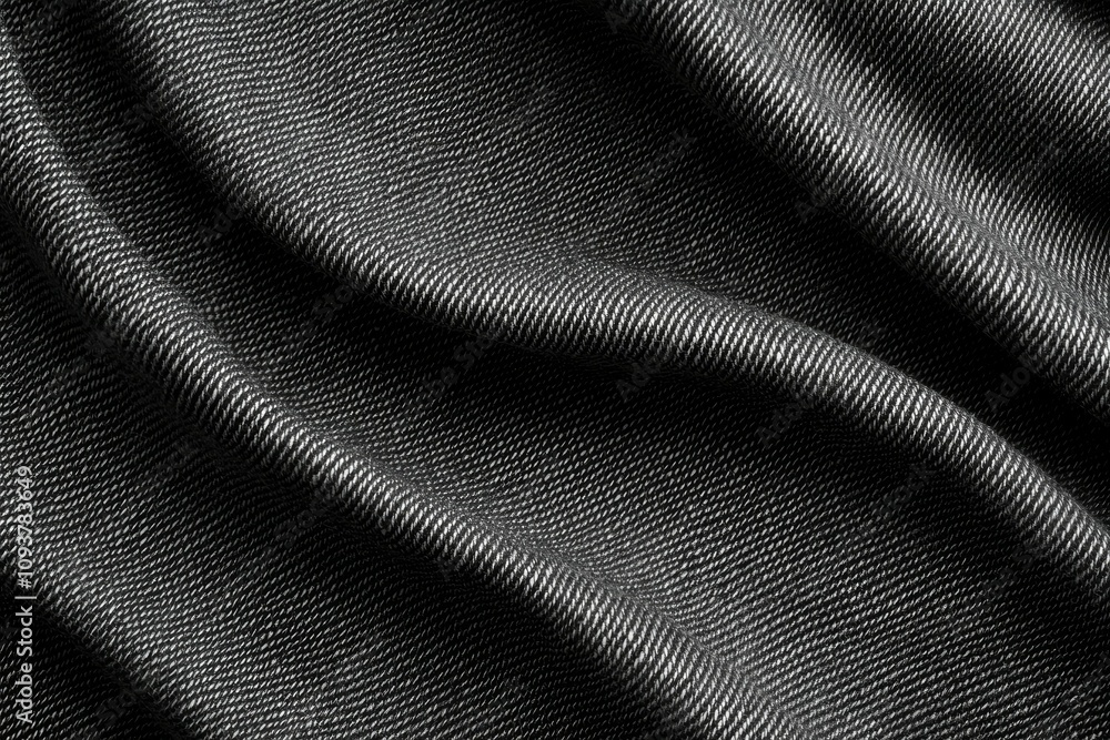 Poster black fabric texture with soft waves and detailed weave pattern