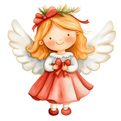 Illustration cute baby Christmas angel with wings 