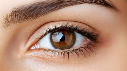 Obraz premium A close-up of a dark brown eye with subtle highlights that glimmer in the light.