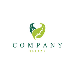 Fototapeta premium Leaf logo design template simple silhouette illustration plant leaf vector for business branding