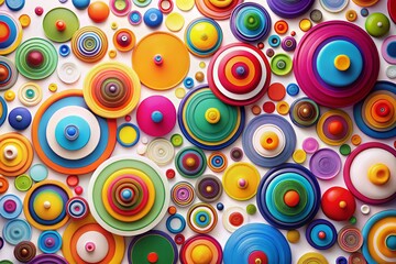 A Surreal Collection of Vibrant Circles on a Clean White Background, Showcasing Colorful Patterns and Abstract Designs for Creative Inspiration and Modern Art Display