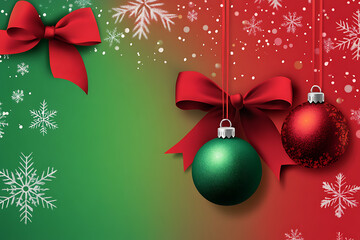 A festive gift voucher in red and green with Christmas ornaments, snowflakes, and a ribbon bow, creating a cheerful holiday-themed design for seasonal gifting.
