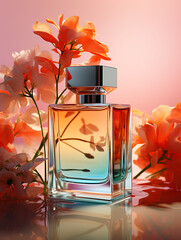 perfume bottle and flower