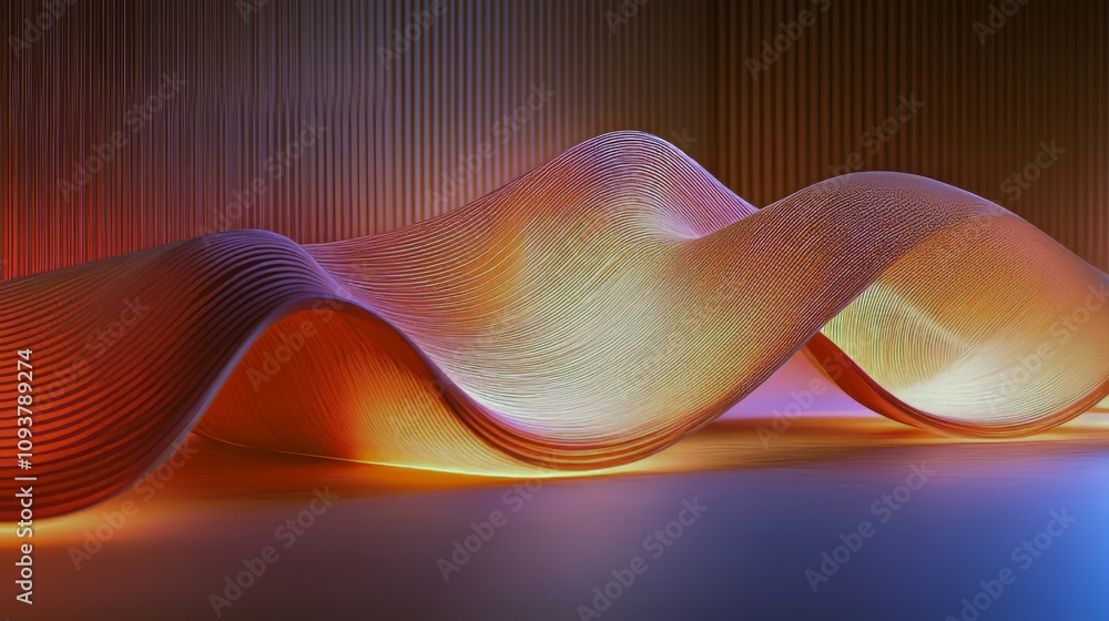 Poster abstract waveform design with warm hues in a modern setting