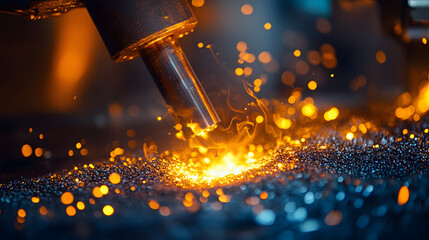 A materials science lab testing new alloys under intense heat and light.