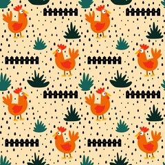 Easter chicken seamless birds pattern for wrapping paper and fabrics