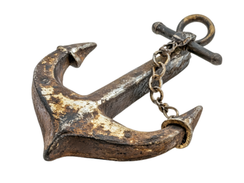 old rusty anchor cutout isolated on wihte