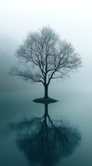tree in fog