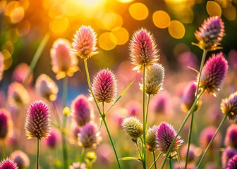 Bl&uuml;tenst&auml;nde des Lampenputzergrases im Sp&auml;tsommer mit sanften Bokeh-Effekten, die die Detailf&uuml;lle und Farbenpracht der Natur in einem harmonischen Lichtspiel einfangen