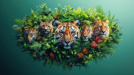 Conservation action for endangered species national wildlife day digital artwork lush environment close-up view wildlife awareness