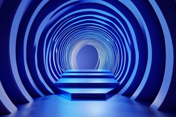 Obraz premium Serene Blue Gradient, Deep blue tones blend seamlessly, evoking calmness, perfect for minimalist design, offers ample space for text or graphics, ideal for modern aesthetics