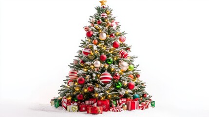 Obraz premium christmas tree and decorations isolated on white