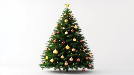 Fototapeta premium christmas tree and decorations isolated on white