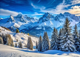 Breathtaking Snowy Mountain Slopes in the French Alps Captured in Stunning Detail, Perfect for Travel and Adventure Enthusiasts Seeking Serene Winter Landscapes