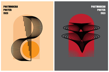 20s minimalistic geometric posters useful for web background, poster art design, hi-tech print, cover artwork