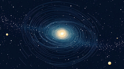 Vector diagram of the big bang theory with cosmic expansion. Cosmic Spiral Nebula. Illustration