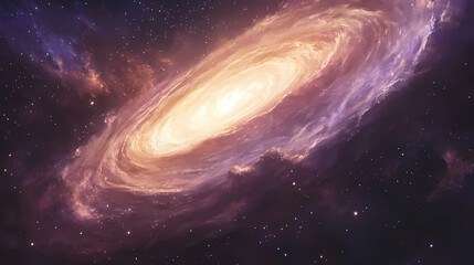 Fototapeta premium Detailed image of a spiral galaxy vortex with swirling stars and colorful nebulae. Cosmic Spiral Nebula. Illustration