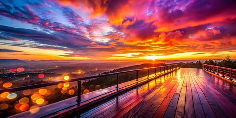 Breathtaking Sunset View from the Top Platform BTA with Gorgeous Bokeh Effect Creating a Dreamy Atmosphere and Vibrant Colors in the Sky at Dusk