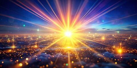 Bright Spotlight Effects with Sun Flare and Glare on Isolated Background for Dramatic Lighting and Photography Enhancements