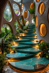 Artistic staircase inspired by nature. AI Generated