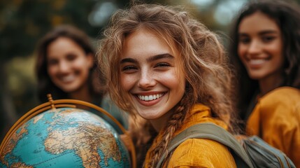 World smile day celebration with diverse friends outdoor setting joyful expressions natural light togetherness