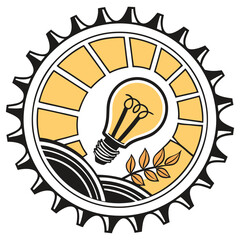 Stylized Light Bulb Icon with Vibrant Colors and Modern Minimalist Design