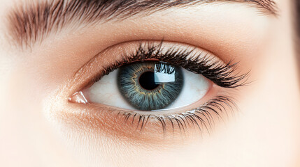 Obraz premium A striking gray eye with a halo of dark gray around the pupil and light gradients.