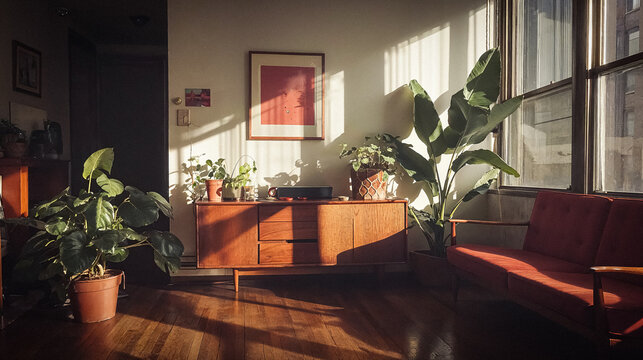 Stylish retro New York City apartment interior