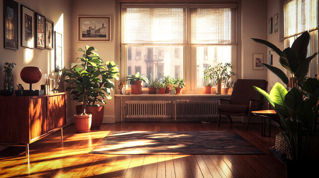Stylish retro New York City apartment interior