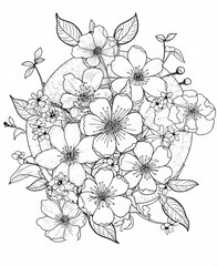 Intricate Mandala of Cherry Blossoms Without Background