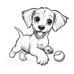 Adorable Puppy Coloring Page for Kids in Black and White