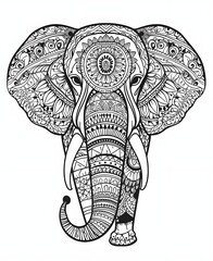 Obraz premium Intricate Mandala Elephant Line Art with Ethnic Design